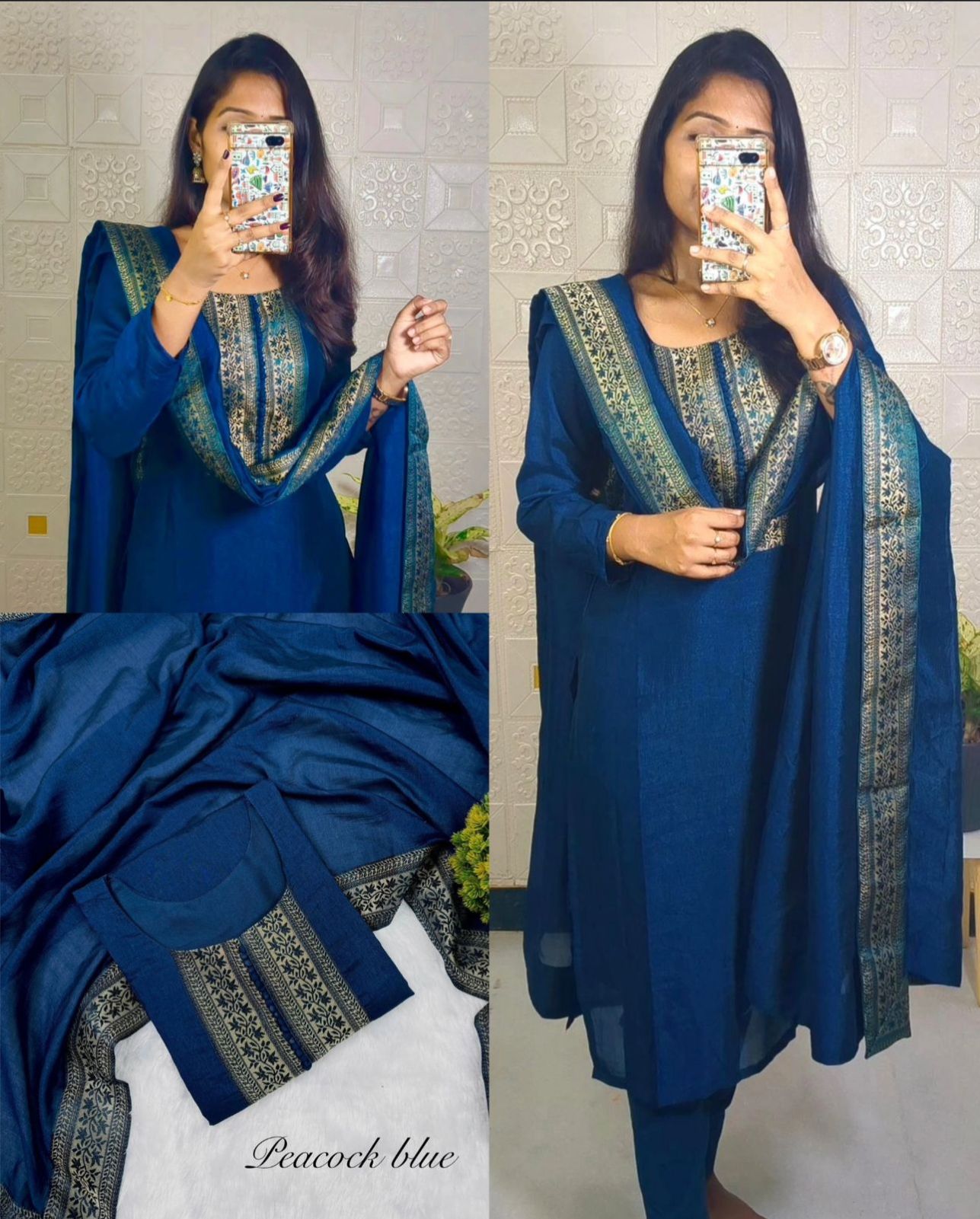Vichitra Silk Kurti Set