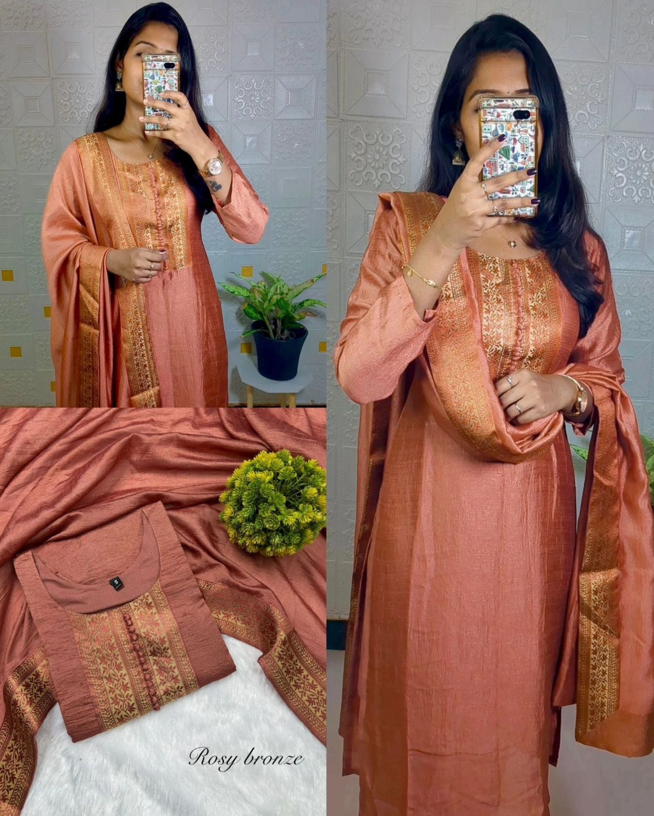 Vichitra Silk Kurti Set