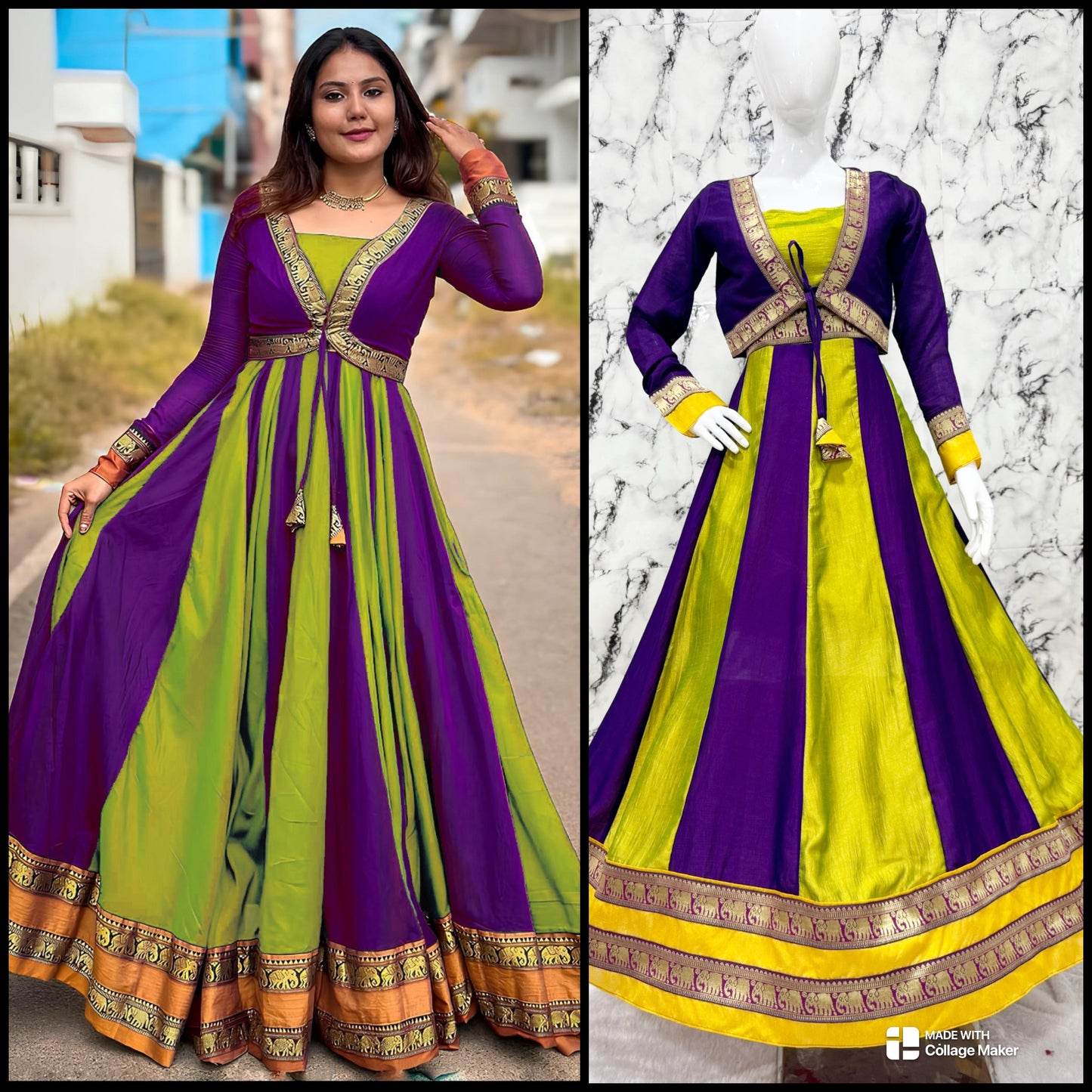 Vichitra Removable Jacket Gown