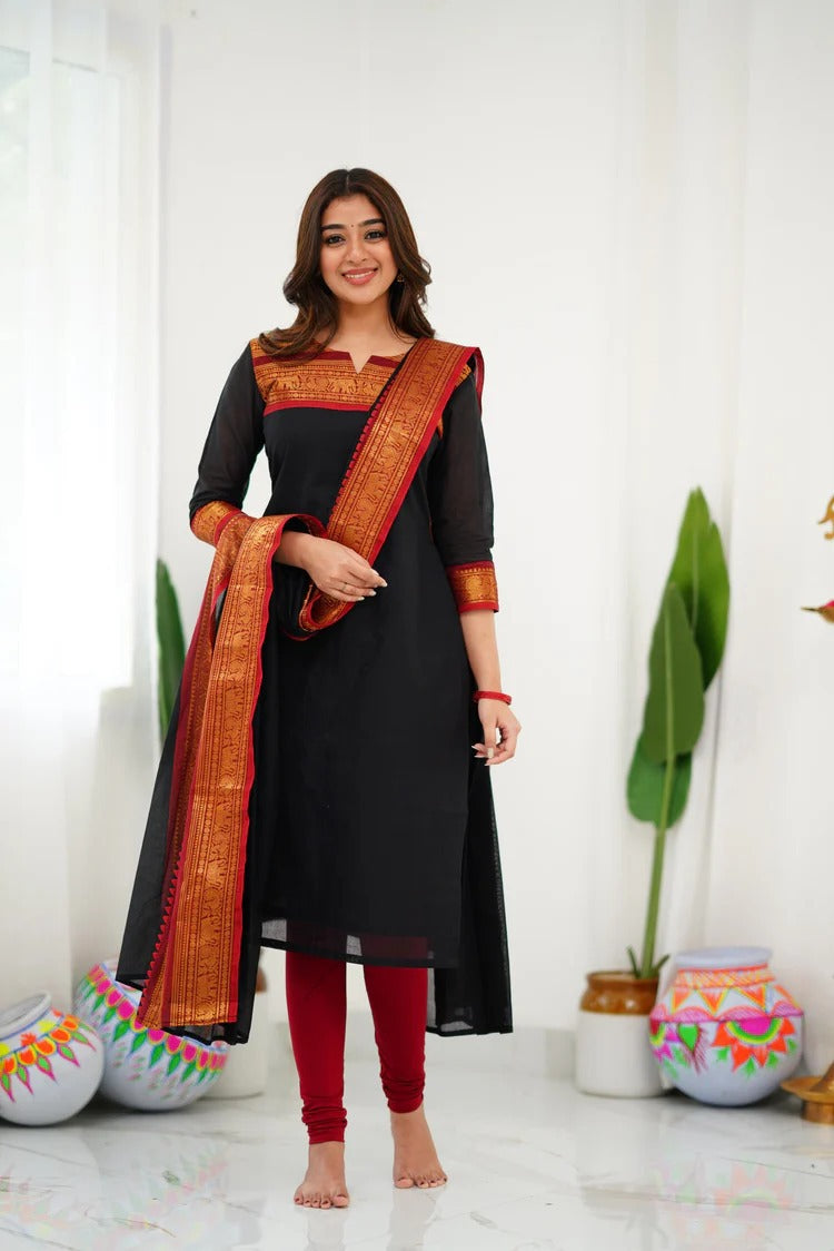Silk Cotton Kurti And Dupatta